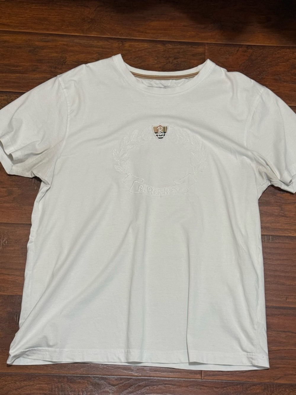 Burberr White Short-Sleeve Crewneck T-Shirt with Crest